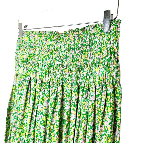 Scoop NYC Floral Smocked Waist Flowy Green Floral MIDI Skirt XS (0-2) - Picture 4 of 6